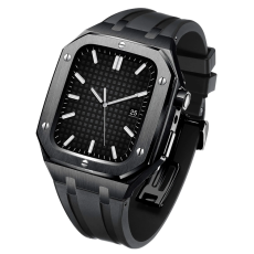 A-One Brand - Apple Watch 7/8/9 (45mm) Luxury Band Armor Stainless Steel - Svart/Svart