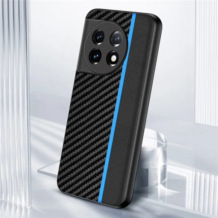 A-One Brand - OnePlus 11 5G Mobilskal Carbon Fiber PU-Läder - Grön