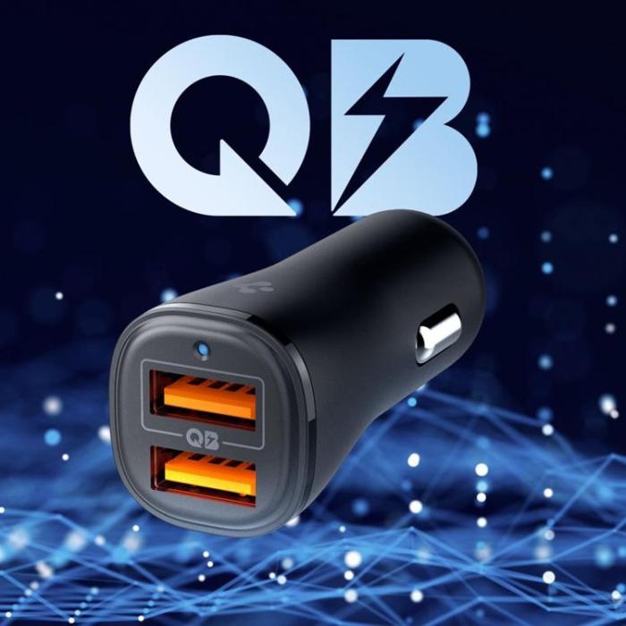 Spigen - Spigen Essential Billaddare EV302 2-Portars 30W - Svart