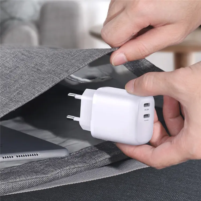 SiGN - SiGN Dual USB-C PD Väggladdare 40W - Vit