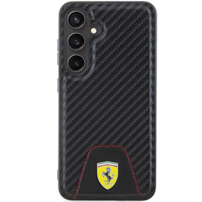 Ferrari - Ferrari Galaxy S24 Plus Mobilskal Carbon Stitched Bottom - Svart