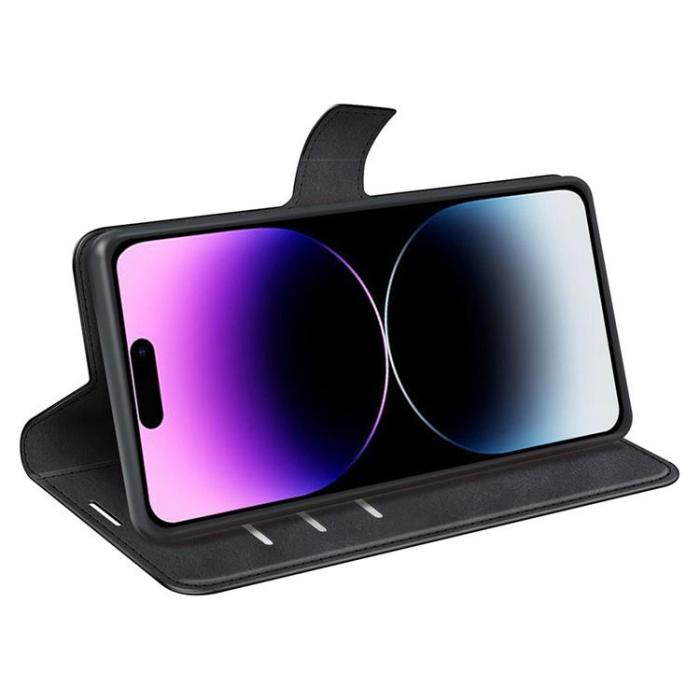 A-One Brand - iPhone 15 Pro Max Plånboksfodral Calf Flip Folio - Svart