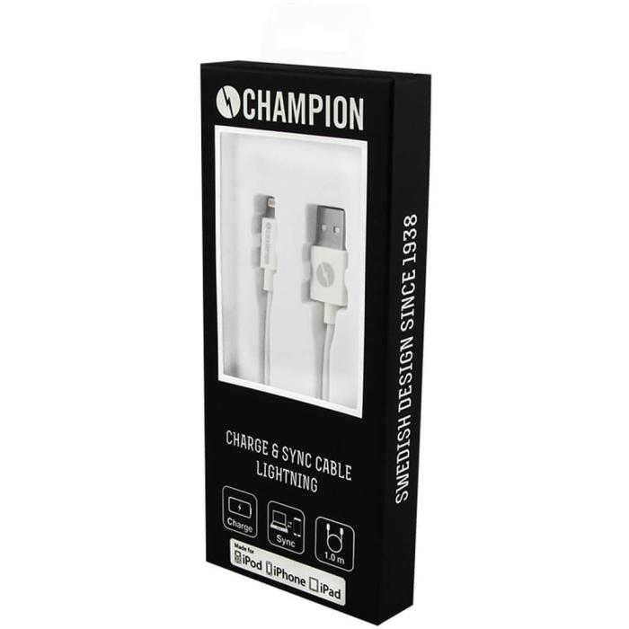 Champion - Champion Ladd&Synk kabel Lightning 1m Vit