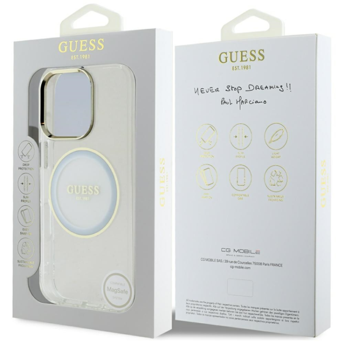 Guess - Guess iPhone 16 Pro Mobilskal MagSafe Metal Circle Logo - Vit