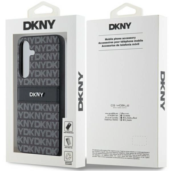 DKNY - DKNY Galaxy S24 Plus Mobilskal Läder Mono Stripe & Metal Logo