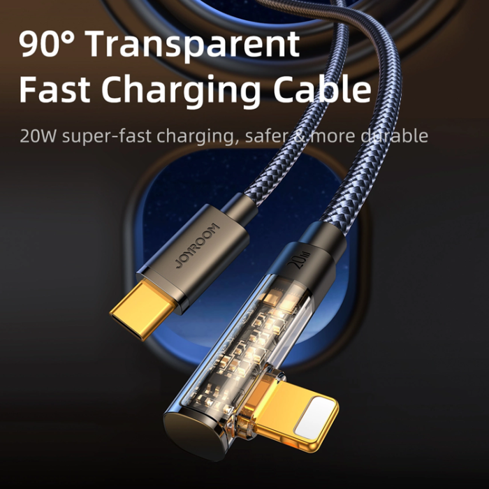 Joyroom - Joyroom Angled USB-C till Lightning kabel 20W 1.2m - Blå