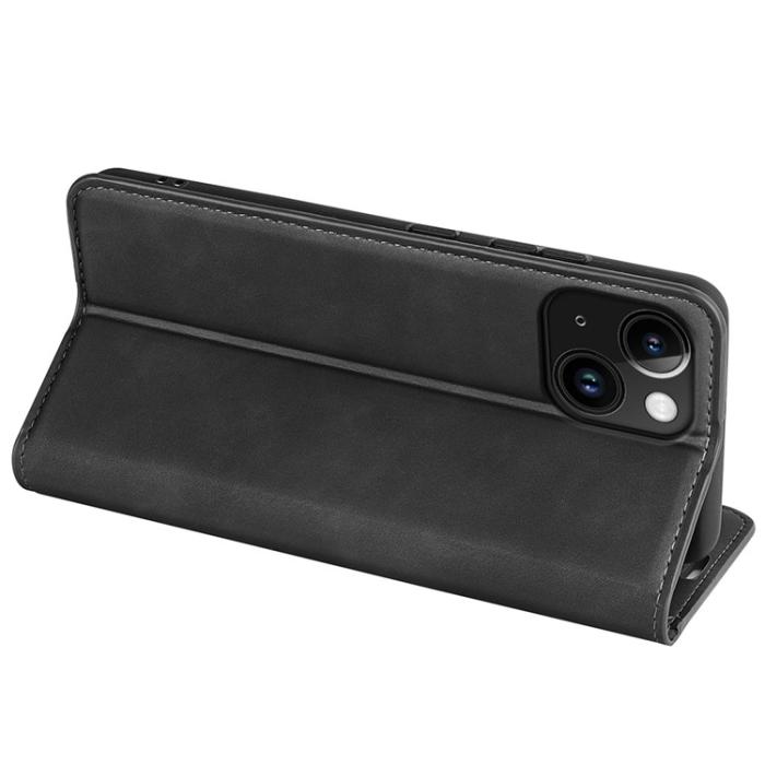 OEM - iPhone 15 Plus Plånboksfodral Flip PU-Läder - Svart
