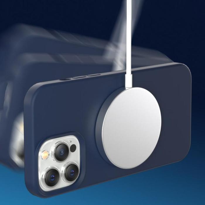 Kingxbar - Kingxbar iPhone 13 Pro Max Skal Magsafe PQY Silicone - Blå