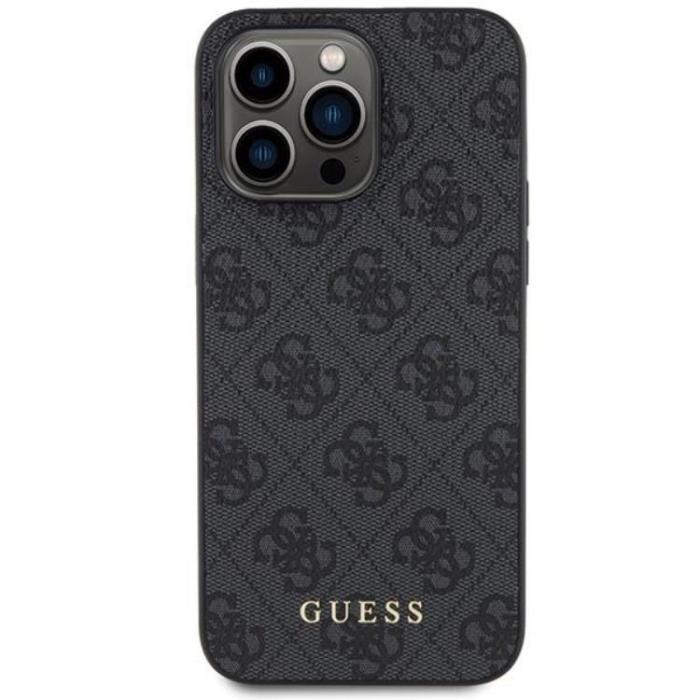 Guess - Guess iPhone 15 Pro Max Mobilskal Metall Gold Logo - Grå