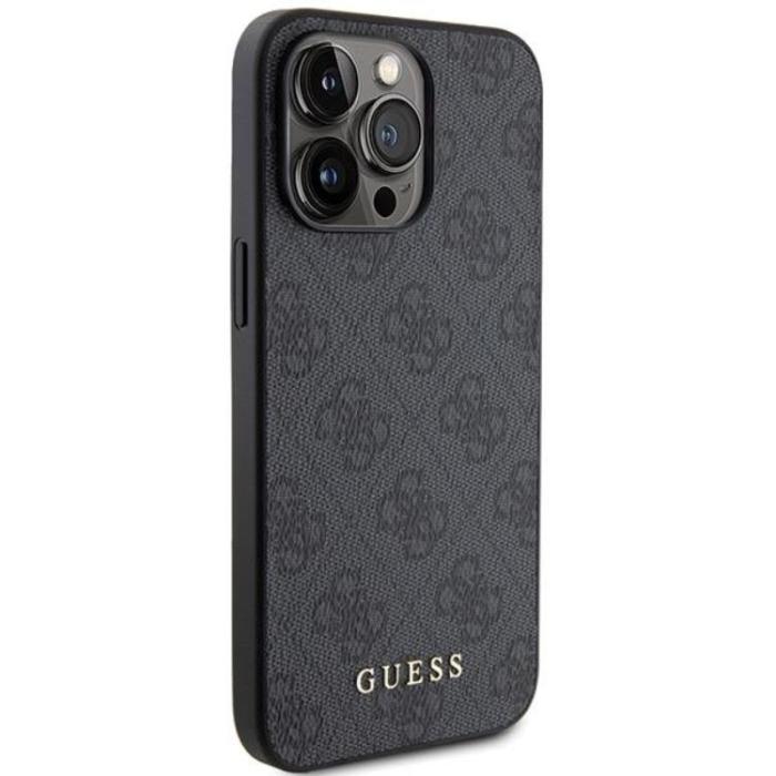 Guess - Guess iPhone 15 Pro Max Mobilskal Metall Gold Logo - Grå