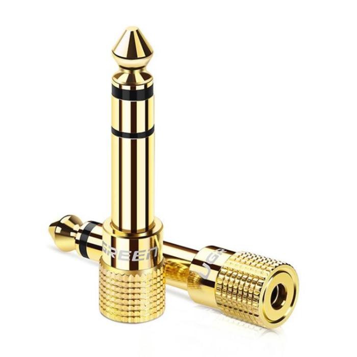 Ugreen - Ugreen Ljud Adapter 3.5 mm Mini Jack Till 6.3 mm Jack - Guld