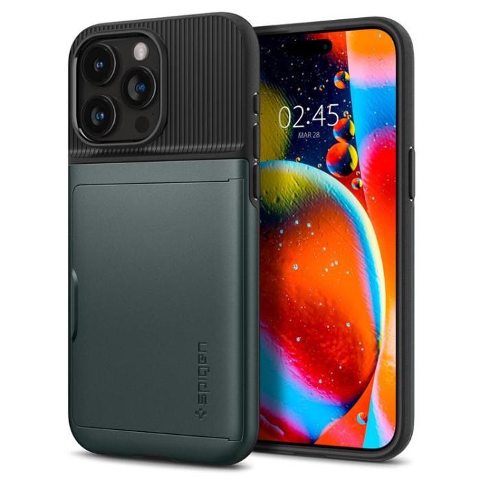 Spigen - Spigen iPhone 15 Pro Max Mobilskal Slim Armor CS - Grön