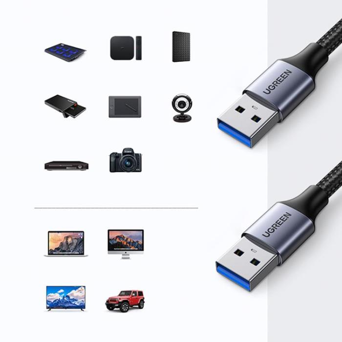Ugreen - Ugreen USB-A Till USB-A Kabel 2m - Grå