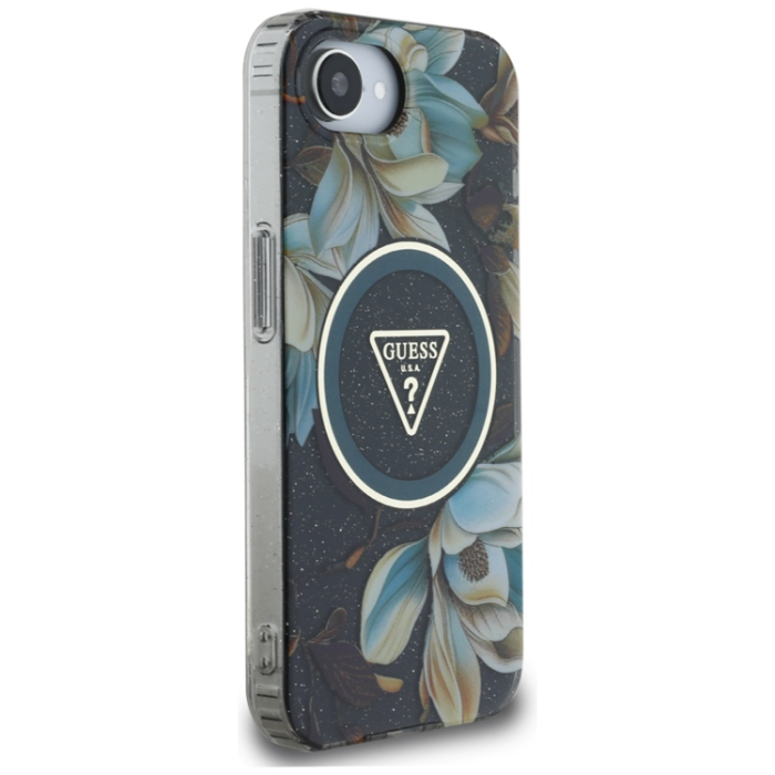 Guess - Guess iPhone 16e Mobilskal Magsafe Glitter Flower - Svart
