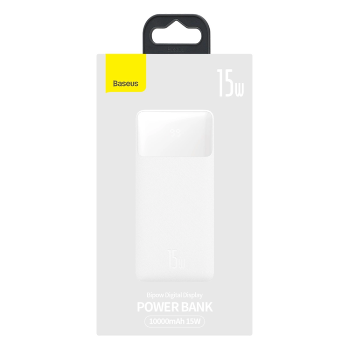 BASEUS - Baseus Powerbank 10000mAh 15W Bipow Med Micro-USB Kabel - Vit