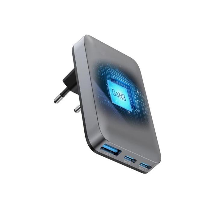 Forcell - Forcell Snabbladdare 65W 2 x USB C - USB A GaN PD QC4.0 Grå