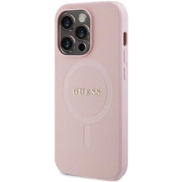 Guess - Guess iPhone 14 Pro Mobilskal Magsafe Saffiano - Rosa