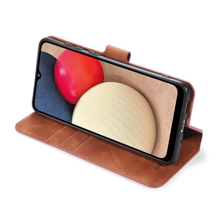 DG.MING - DG.MING Retro Plånboksfodral Samsung Galaxy A02s - Brun