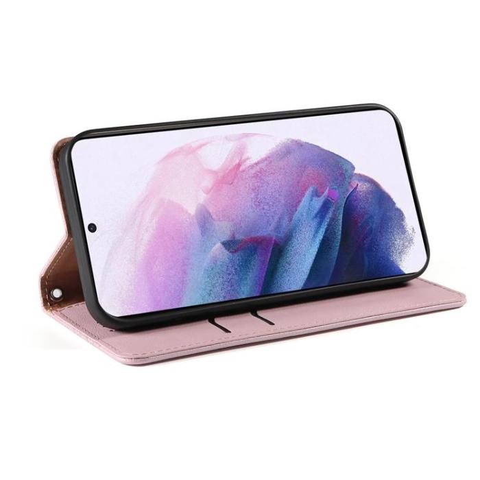 OEM - Galaxy S22 Ultra Plånboksfodral Magnet Strap - Rosa