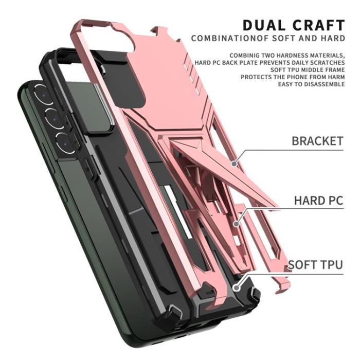 A-One Brand - V-Shaped Kickstand Skal Galaxy S22 Ultra - Rosa Guld
