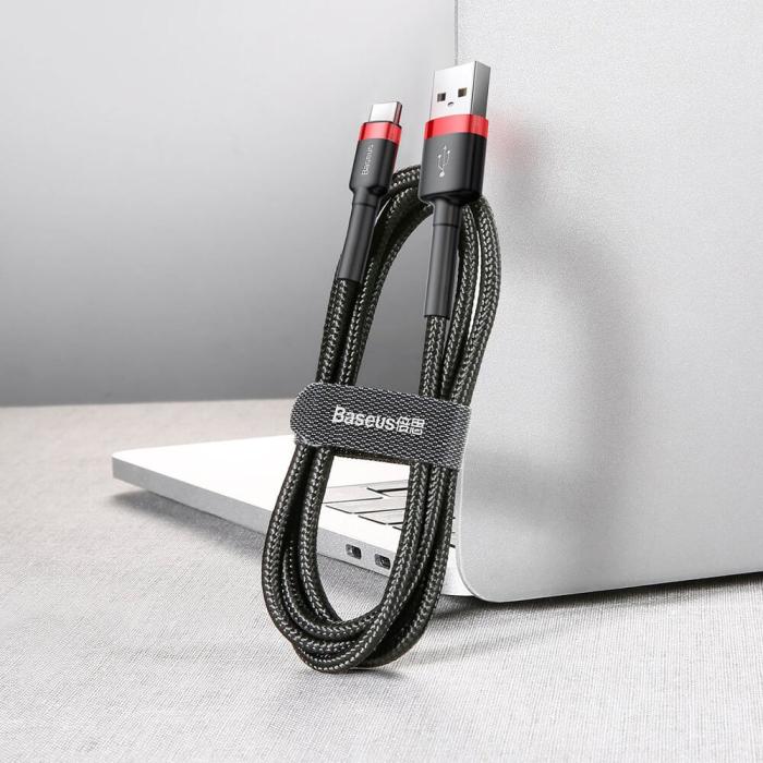 BASEUS - Baseus Cafule USB-C till USB-A kabel QC 3.0 2A 3m Svart-Röd