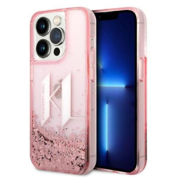 UTGATT1 - Karl Lagerfeld iPhone 14 Pro Max Skal Glitter Big KL - Rosa
