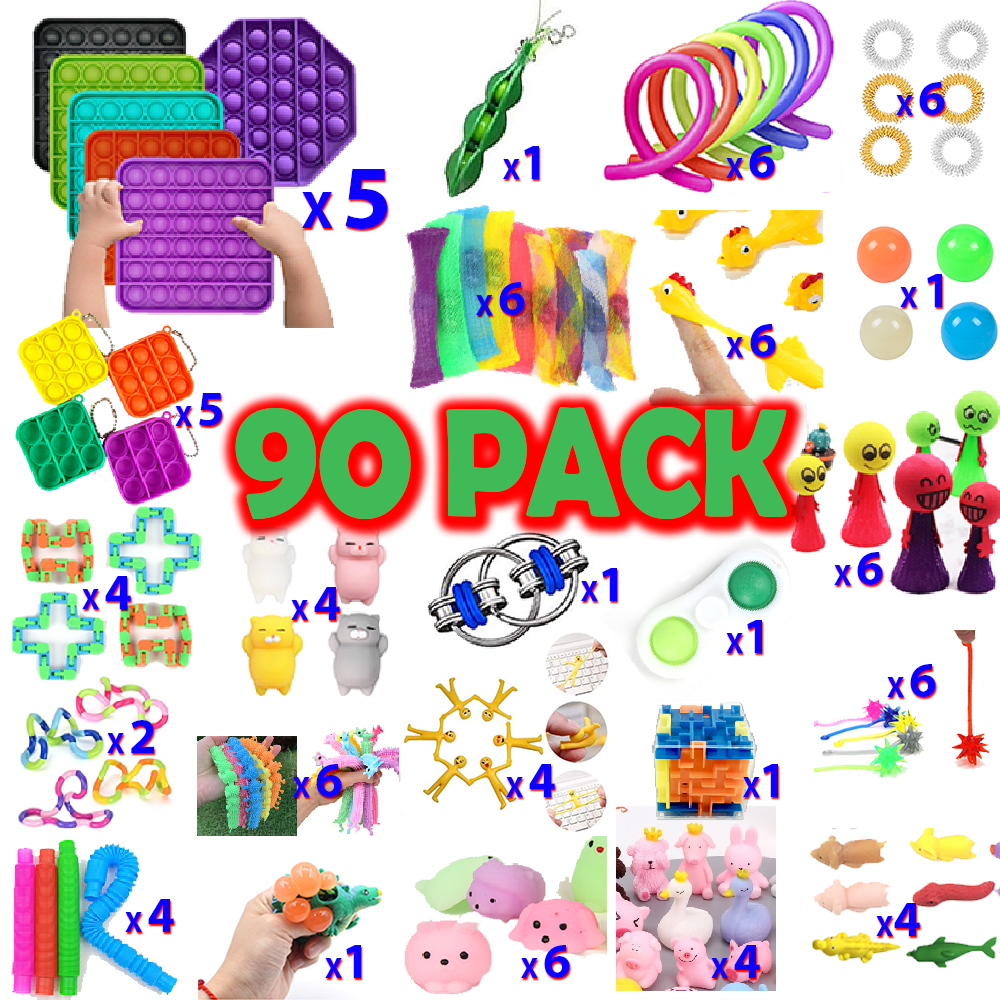 Köp 90 Pack Fidget Toy Set Pop It Sensory Toy För Vuxna And Barn 4623