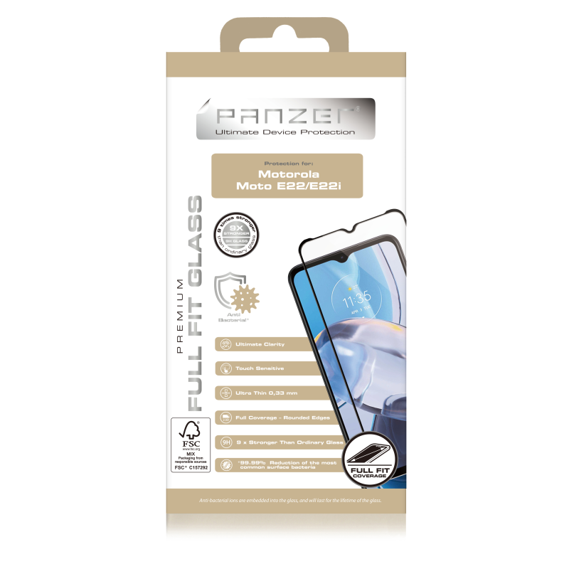 K P Panzer Motorola Moto E I H Rdat Glas Full Fit Svart